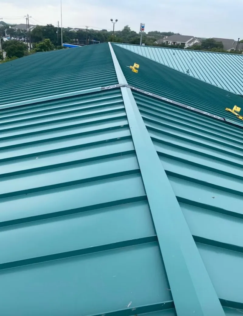 Green commercial metal roof ridge and valley for Metal Roof Repair in Frederickson